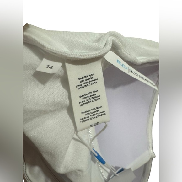 BleuRod Beattie FineLine Belted One-piece Bandeau Swimsuit White 14 Straples NWT - Picture 9 of 9